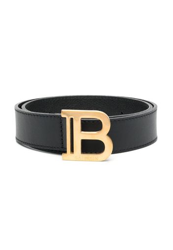 Balmain Kids logo-buckle leather belt - Nero