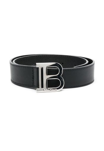 Balmain Kids logo-buckle leather belt - Nero