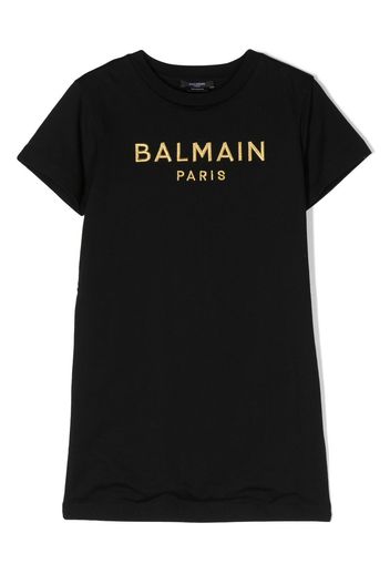 Balmain Kids logo-embroidered cotton dress - Nero