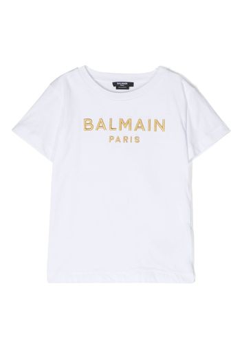 Balmain Kids logo-embroidered cotton T-shirt - Bianco