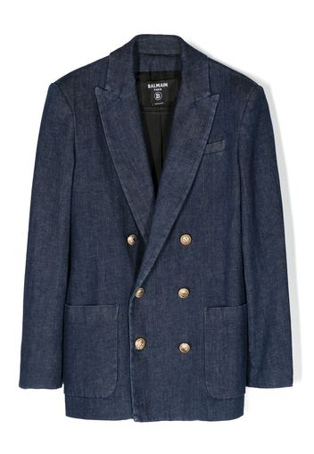 Balmain Kids double-breasted denim blazer - Blu