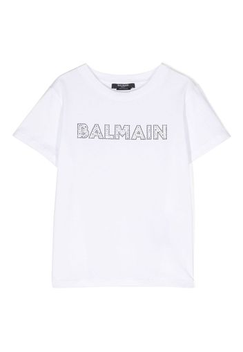 Balmain Kids Stud-embellished logo cotton T-shirt - Bianco