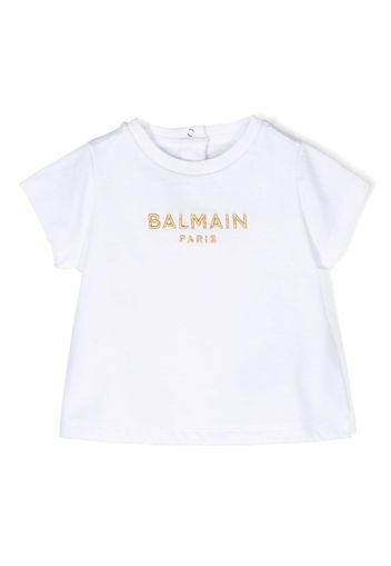 Balmain Kids logo-embroidered cotton T-shirt - Bianco