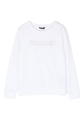 Balmain Kids rhinestone-logo sweatshirt - Bianco