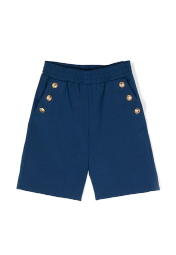 Balmain Kids button-embossed wool shorts - Blu