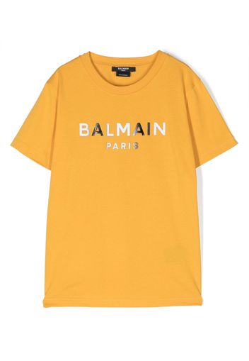 Balmain Kids logo-print cotton T-shirt - Arancione