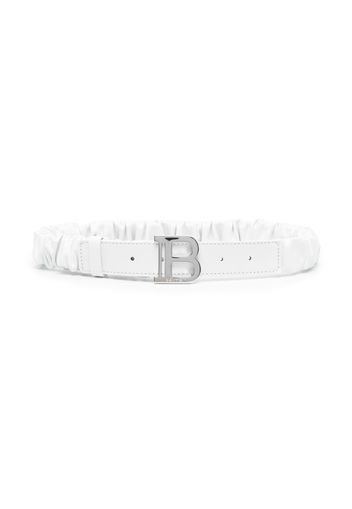 Balmain Kids logo-buckle leather belt - Bianco