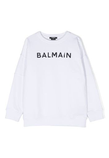 Balmain Kids logo-print cotton sweatshirt - Bianco