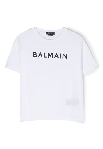 Balmain Kids logo-print detail T-shirt - Bianco