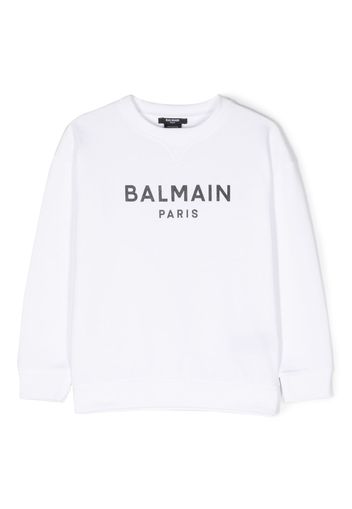 Balmain Kids logo-print cotton sweatshirt - Bianco