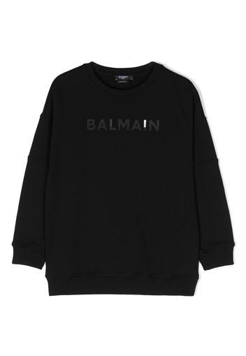 Balmain Kids logo-print long-sleeve cotton sweatshirt - Nero