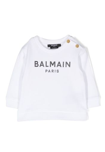 Balmain Kids logo-print cotton sweatshirt - Bianco