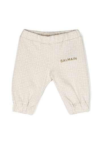 Balmain Kids monogram-pattern cotton track pants - Toni neutri