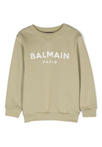 Balmain Kids logo-embroidered cotton sweatshirt - Verde