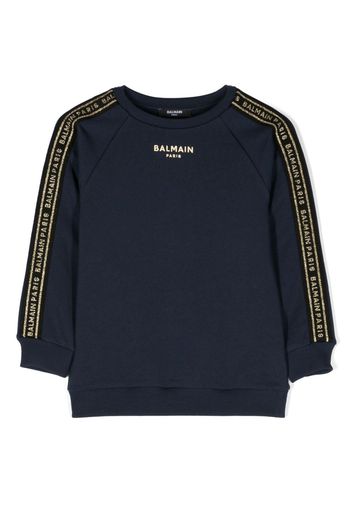 Balmain Kids BALMAIN KID BOY LOGO CHEST CREW SWEATSHIRT BLUE