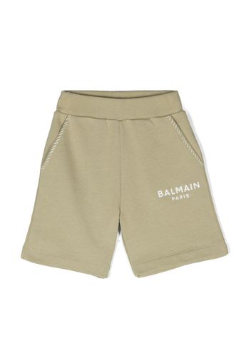 Balmain Kids logo-embroidered cotton shorts - Verde