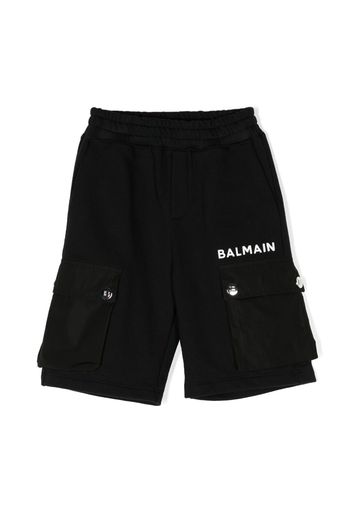 Balmain Kids logo-embroidered cargo shorts - Nero