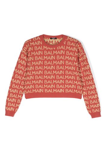 Balmain Kids intarsia-knit logo jumper - Rosso