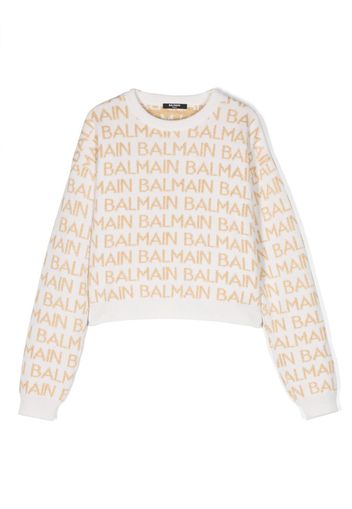 Balmain Kids logo-print cotton sweatshirt - Toni neutri