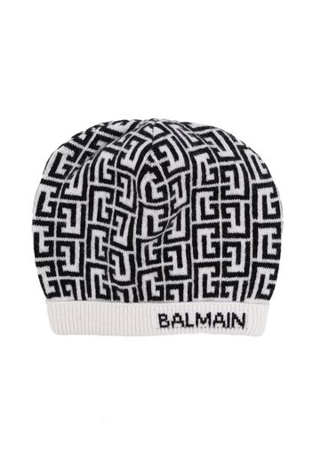 Balmain Kids monogram knitted beanie - Toni neutri