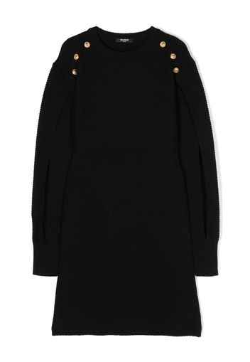 Balmain Kids rib-knit buttoned dress - Nero