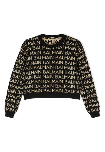 Balmain Kids intarsia-knit logo jumper - Nero