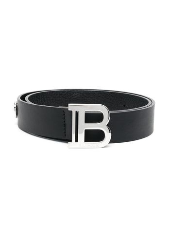 Balmain Kids logo-plaque leather belt - Nero