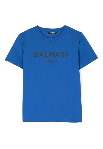 Balmain Kids logo-print cotton T-shirt - Blu