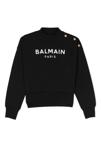 Balmain Kids logo-embroidered cotton sweatshirt - Nero