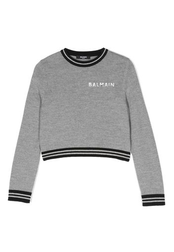 Balmain Kids logo-print wool sweatshirt - Grigio