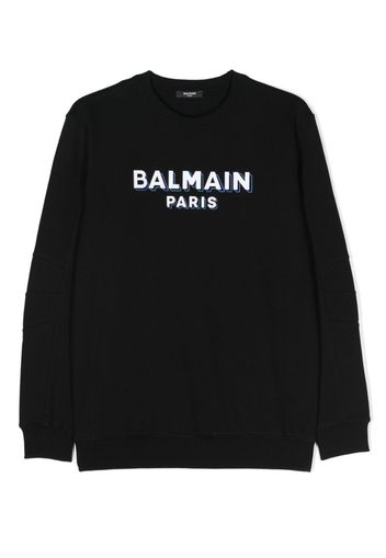 Balmain Kids logo-print cotton sweatshirt - Nero