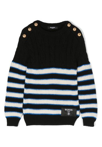 Balmain Kids striped cable-knit jumper - Nero