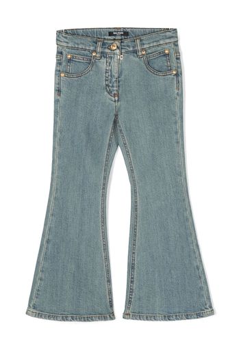 Balmain Kids low-rise flared jeans - Blu