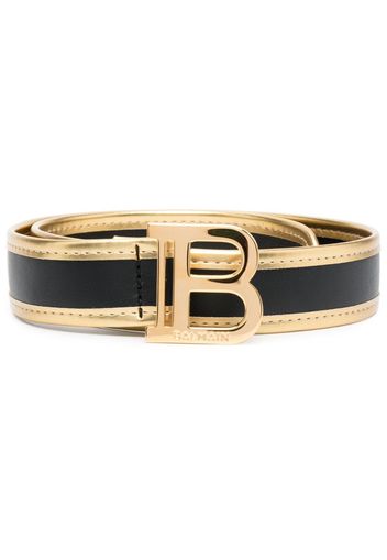 Balmain Kids logo-buckle leather belt - Nero