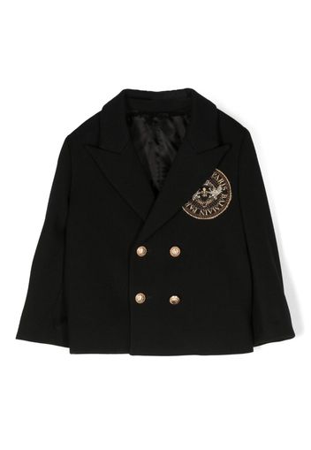 Balmain Kids logo-patch double-breasted blazer - Nero