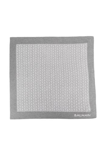 Balmain Kids logo-print merino-blend blanket - Grigio