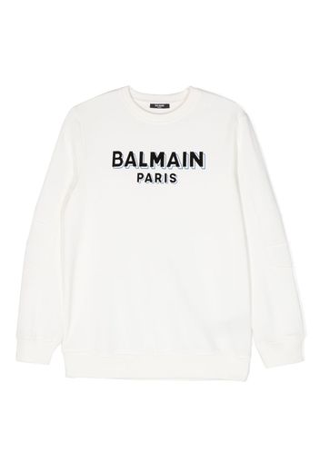 Balmain Kids logo-print cotton sweatshirt - Bianco