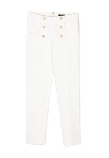 Balmain Kids embossed-button detail trousers - Bianco