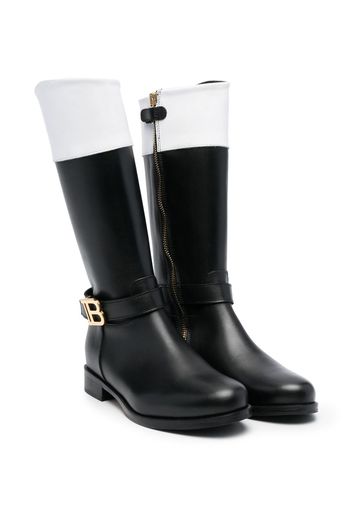 Balmain Kids side logo-plaque detail boots - Nero