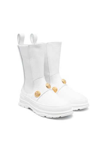 Balmain Kids studded leather boots - Bianco