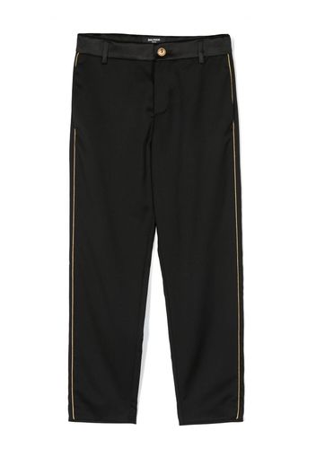 Balmain Kids stripe-detail virgin wool trousers - Nero