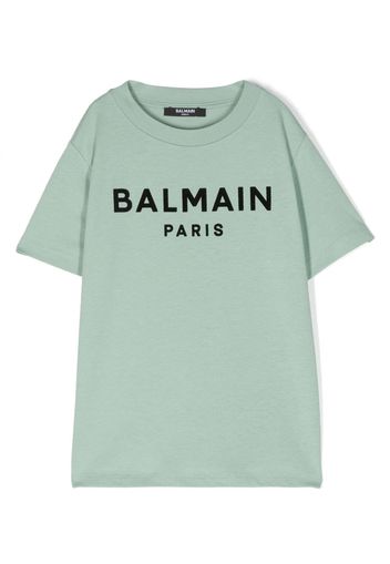 Balmain Kids logo-print cotton T-shirt - Verde