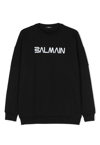 Balmain Kids logo-print cotton sweatshirt - Nero