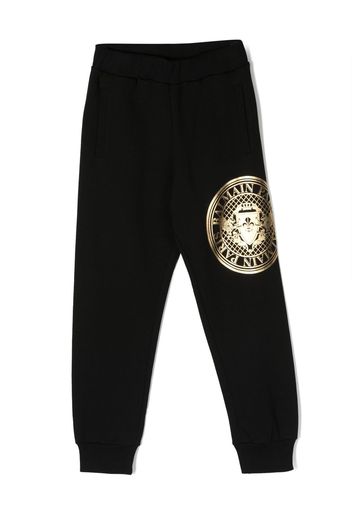 Balmain Kids logo-print cotton sweatpants - Nero