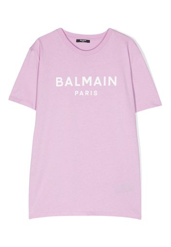 Balmain Kids logo-print cotton T-shirt - Viola