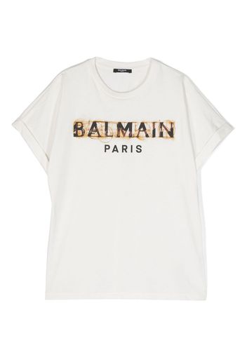 Balmain Kids logo-print cotton T-shirt - Bianco