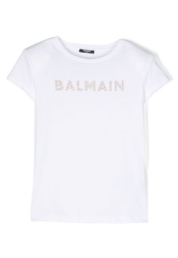 Balmain Kids logo-embellished cotton T-shirt - Bianco