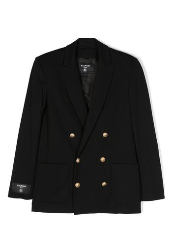 Balmain Kids double-breasted logo-patch blazer - Nero