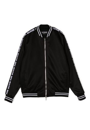 Balmain Kids logo-tape bomber jacket - Nero