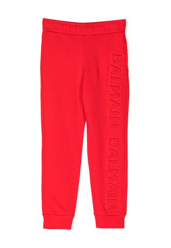 Balmain Kids raised-logo cotton track pants - Rosso